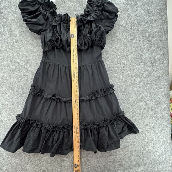 Love the Label Women Rosaline Mini Dress Size S Black Cotton Romantic Cottage - Picture 12 of 16